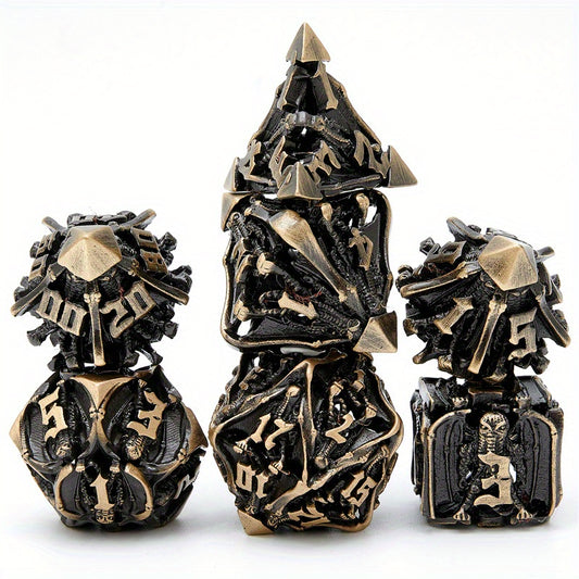 Metal Dice Squid Monster Hand Punk Halloween 7 Hollow Polyhedral Dice