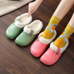 Warm Plush Lined Home Slippers Waterproof & Anti Slip House Slippers