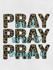 Leopard Letter Print Pullover Sweatshirt for Women