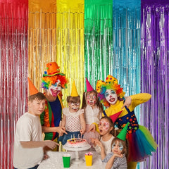 6pcs Rainbow Party Decorations Foil Fringe Curtains