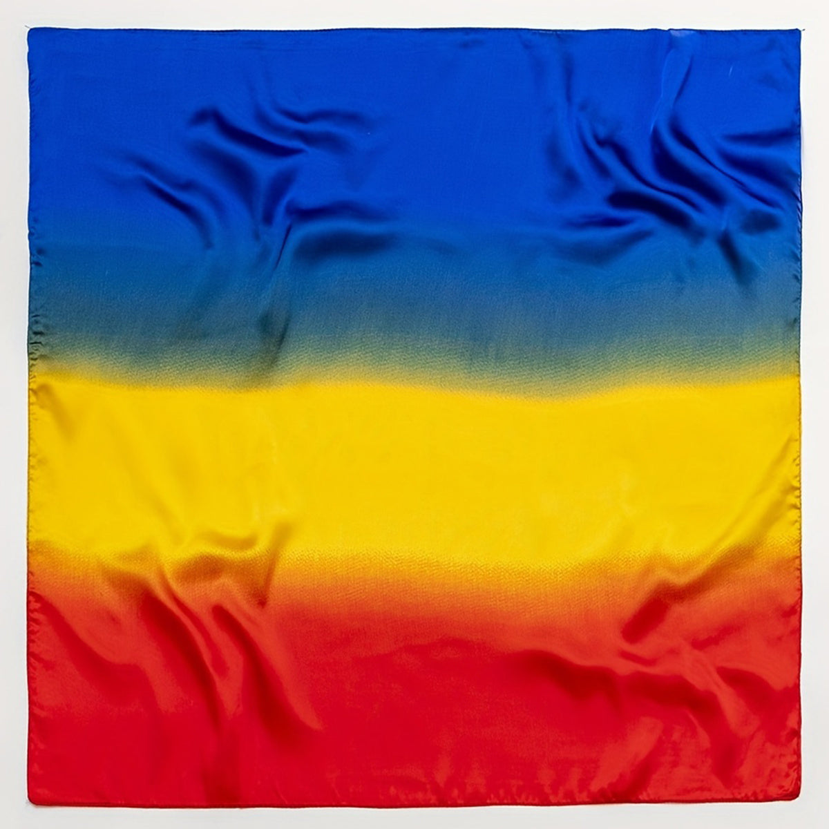 Silk Block Bandana Yellow Red Gradient Square Scarf Head Wrap Hair Accessories