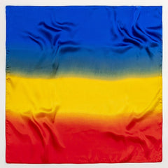 Silk Block Bandana Yellow Red Gradient Square Scarf Head Wrap Hair Accessories