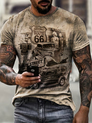 Route 167 & Classic Car Print Men's Short Sleeve T-shirt