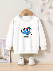 Cartoon Graphic Crew Neck Long Sleeve Sweatshirt for Kids