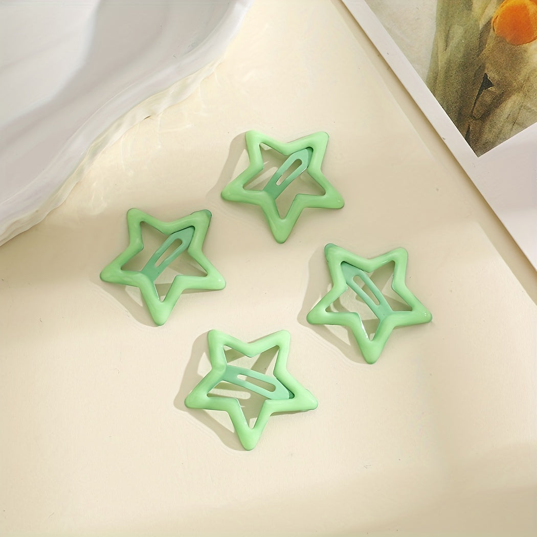 12pcs Cartoon Star Hair Clips for Girls & Kids