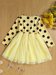Kid Girls Polka Dot Print Princess Tutu Dress Long Sleeve Pullover