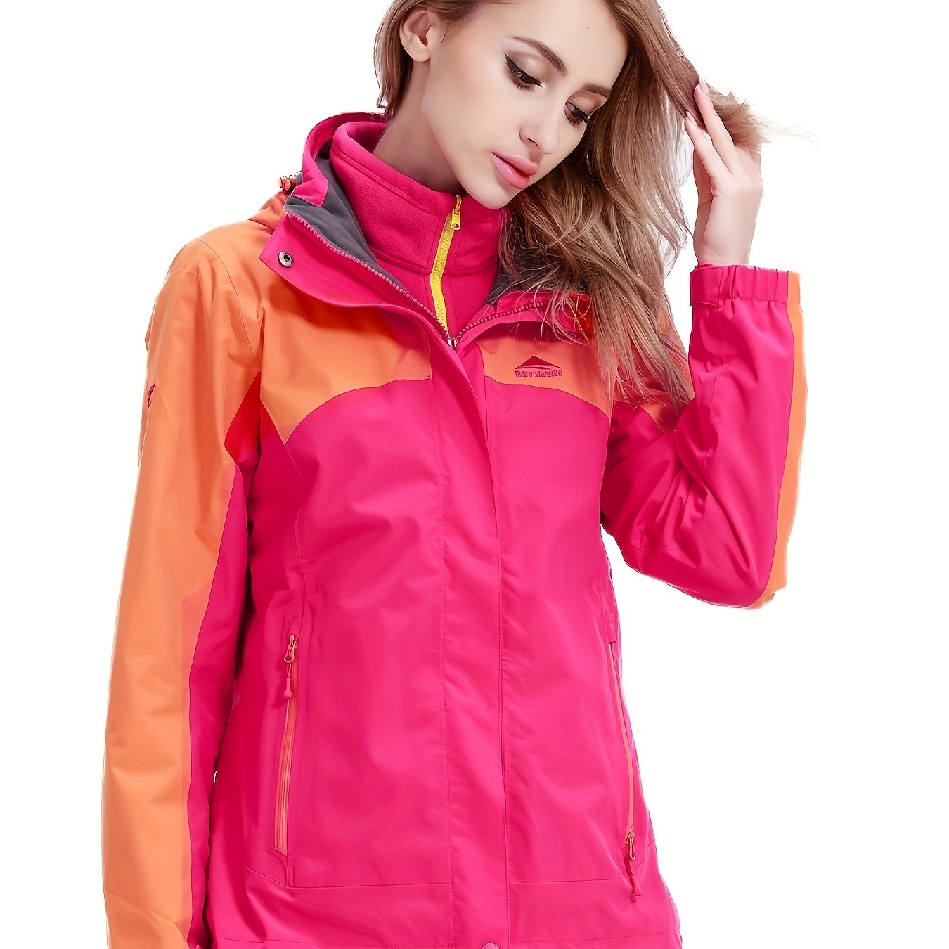 Women's 2 in 1 Ski Hooded Jacket Waterproof Snow Jacket