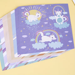 Cartoon Unicorn Origami Paper Kit 50 Sheets Double Sided 15x15cm Arts Crafts