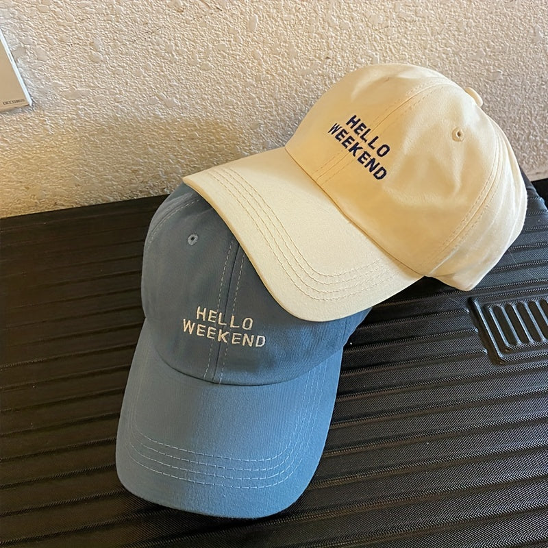 Casual Baseball Hello Weekend Embroidery Cotton Sun Hats Man Unisex Dad Hats