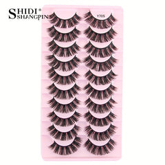 10 Pairs Natural Slender Thick False Eyelashes Extension