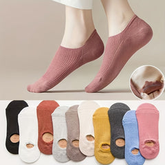10 Pairs Women's No Show Socks Lightweight Non Slip Solid Boat Socks
