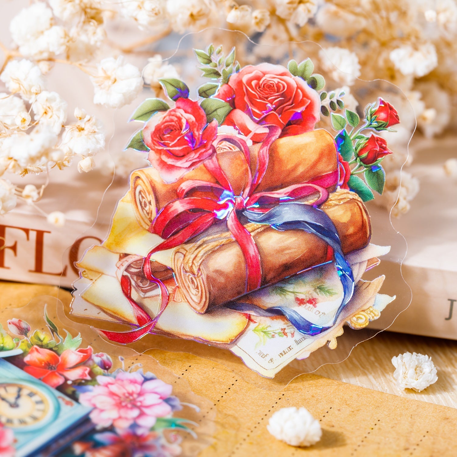 Colorful Retro Objects Flower Stickers Book