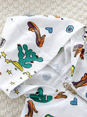 Irregular Rose Flower Print Pullover & Pants Set For Baby Girls