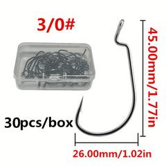 30pcs High Carbon Steel Fishing Hooks Barbed for Soft Worm Bait Tackle