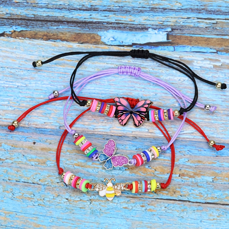 12pcs Girls Kids Animals Charm Bracelet Friendship Woven Bracelets