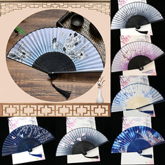 Chinese Folding Fan Dance Lace Silk Handheld Floral Fan Photo Props