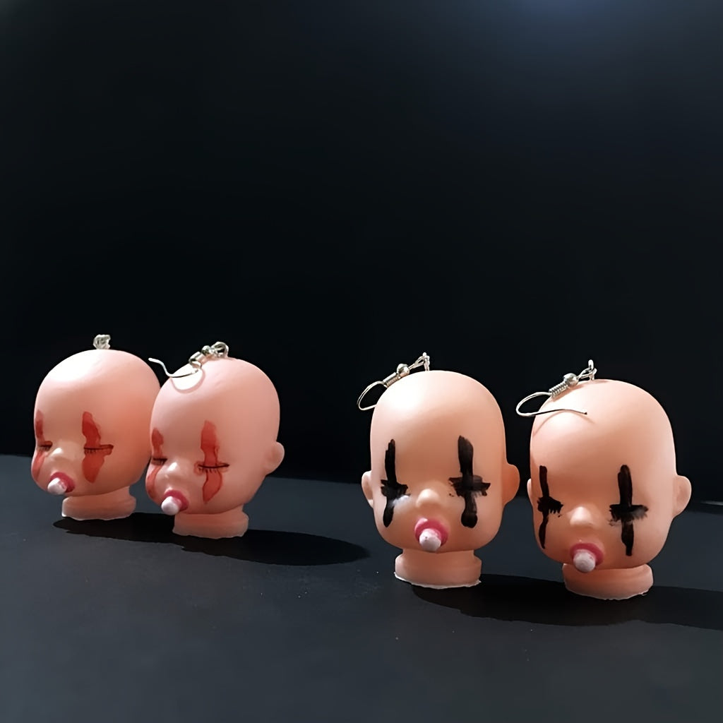 Exaggerated Hip Hop Doll Head Earrings