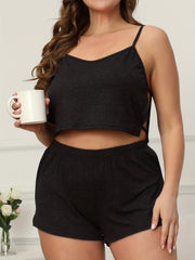 Sexy Pajamas Set Solid Strappy Cami Top & Shorts Two Piece Set