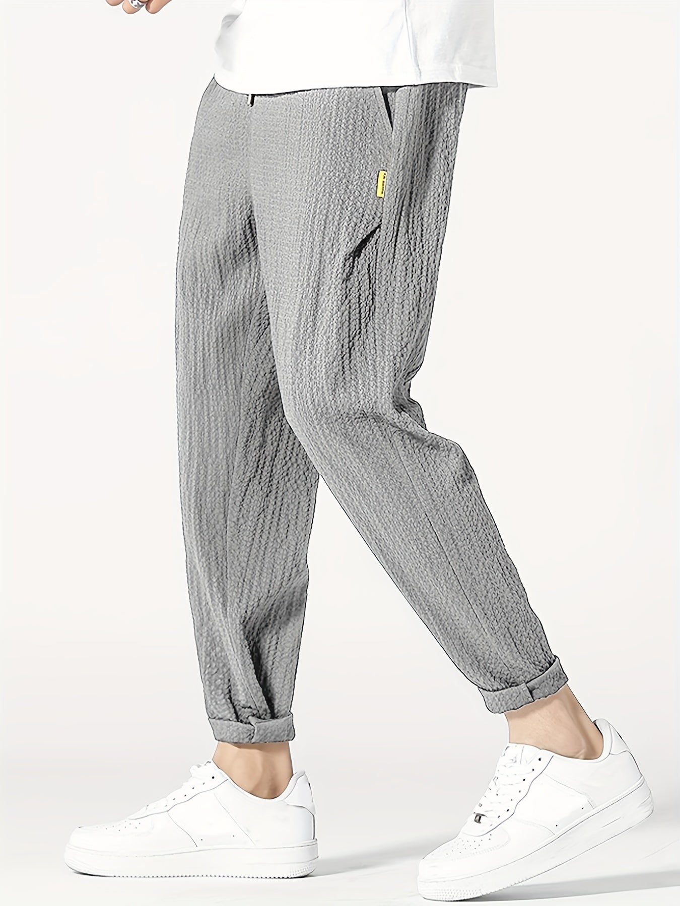 Plicated Joggers Men's Casual Loose Fit Waist Drawstring Pants