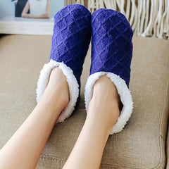 Winter Plush Home Slippers Women Warm Comfortable Cotton Knitted Slipper