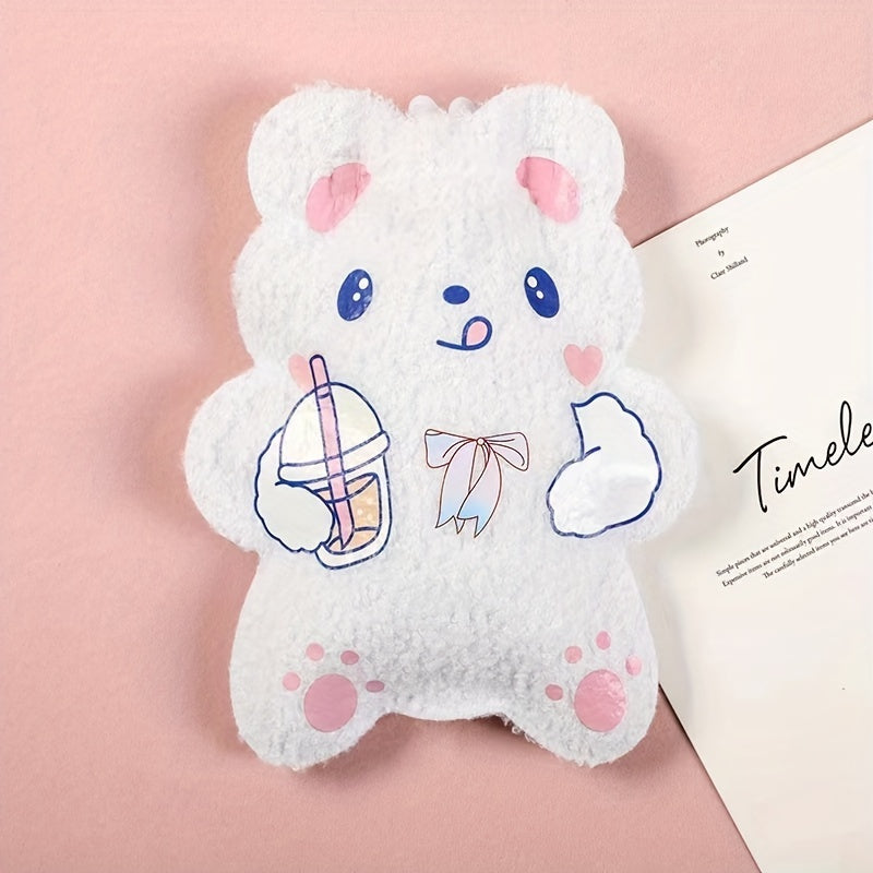 Cartoon Teddy Velvet Hot Water Bag Hand Warmer Hot Compress Water Bag 350ml