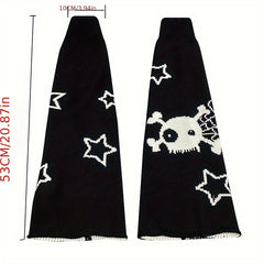 Skull & Star Print Leg Warmers Y2K Knee High Socks Women's Stockings