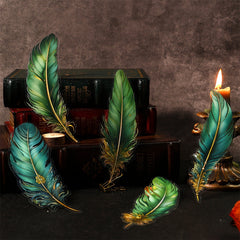 5pcs PET Hot Stamping Angel Feather Stickers Retro Feather Journal Collage