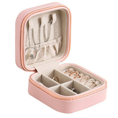 Leather Jewelry Box Organizer Travel Case Locket Necklace Earring Ring Holder Di