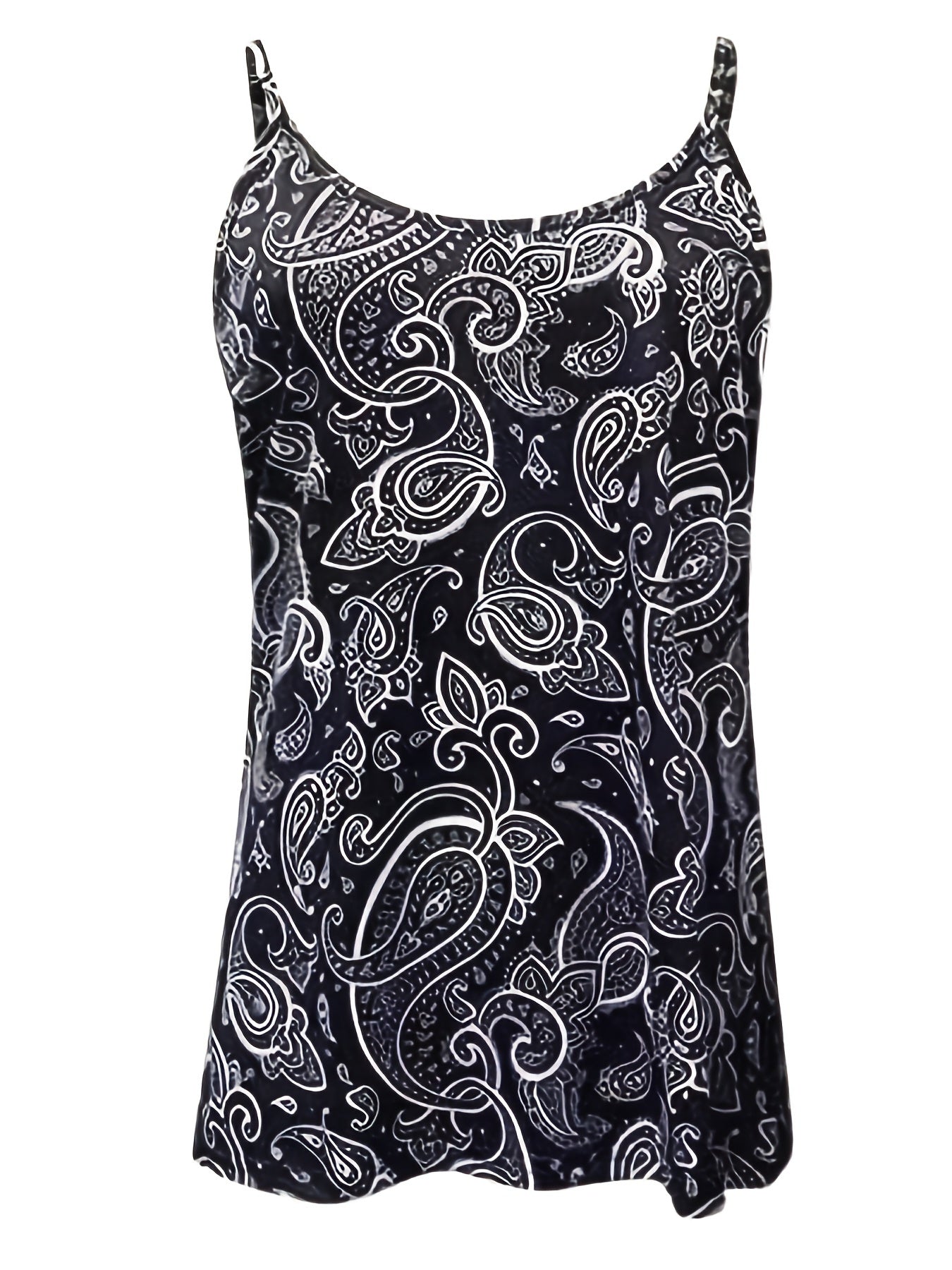 Paisley Print Cami Top Sleeveless Crew Neck Casual Top