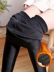 Plush Lined Thermal Pants Soft Comfy Slim Elastic Tights For Winter