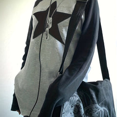 Retro Pentagram Print Long Sleeve Casual Sports T Shirt