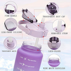 Large Capacity Gradient Sports Water Bottle with Straw