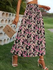 Floral Print Elastic Waist Skirt for Spring & Summer Women's Clothing
