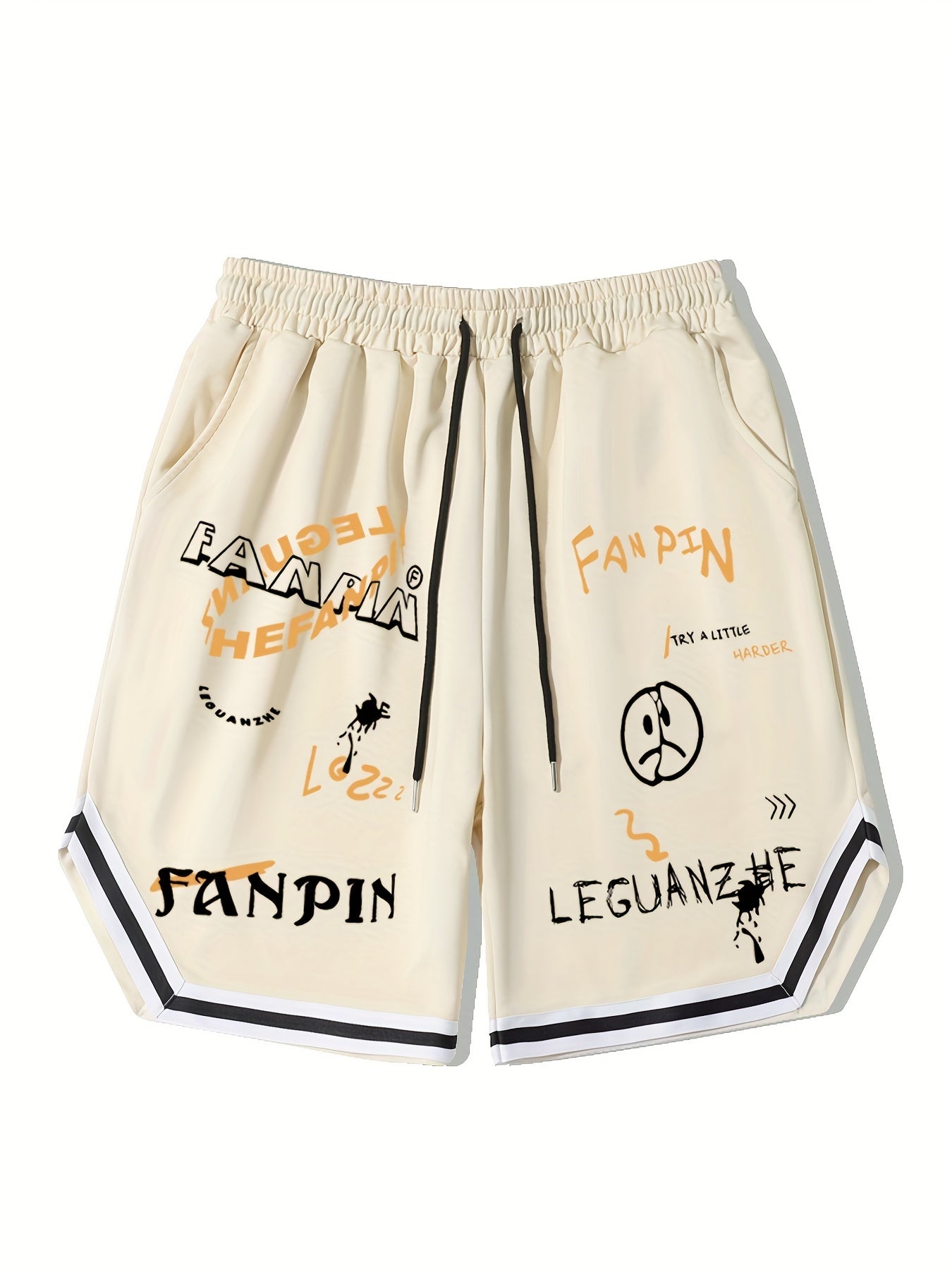 Men's Graffiti Graphic Drawstring Streetwear Shorts