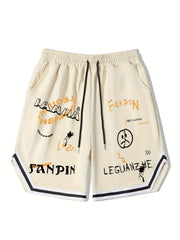 Men's Graffiti Graphic Drawstring Streetwear Shorts