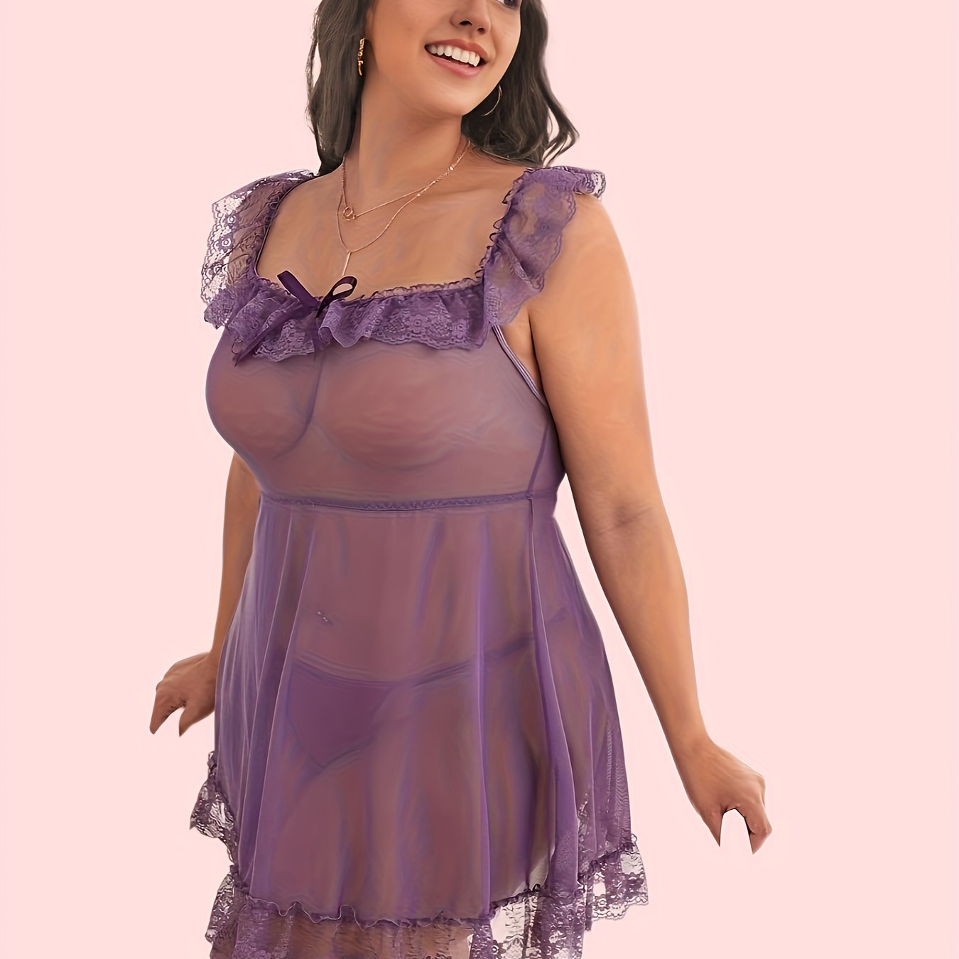 Sexy Lace Ruffle Trim Maid Dress With Panty