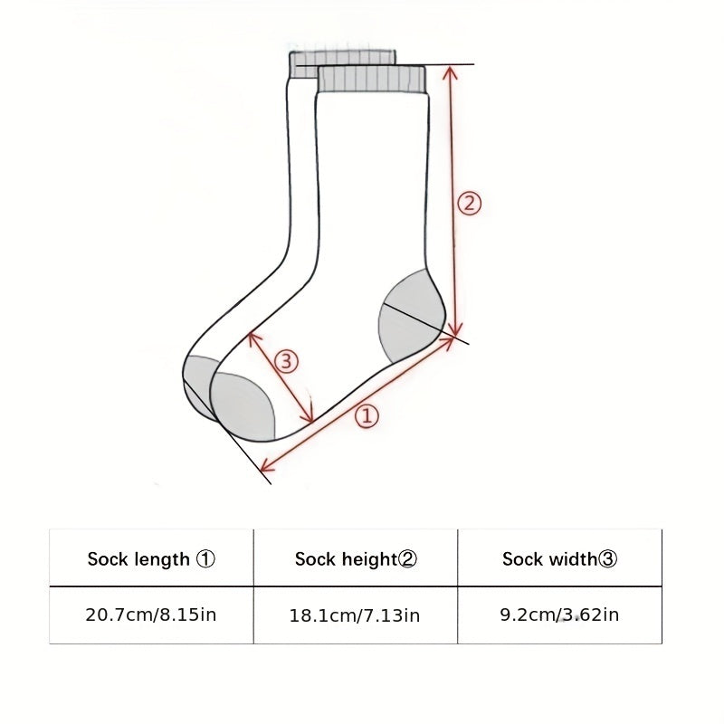5 Pairs Thick Wool Mid-Calf Socks, Men Women, Autumn Winter