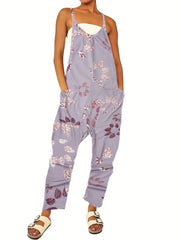 Floral Print Spaghetti Strap Jumpsuit Boho Sleeveless Wide Leg Jumpsuit