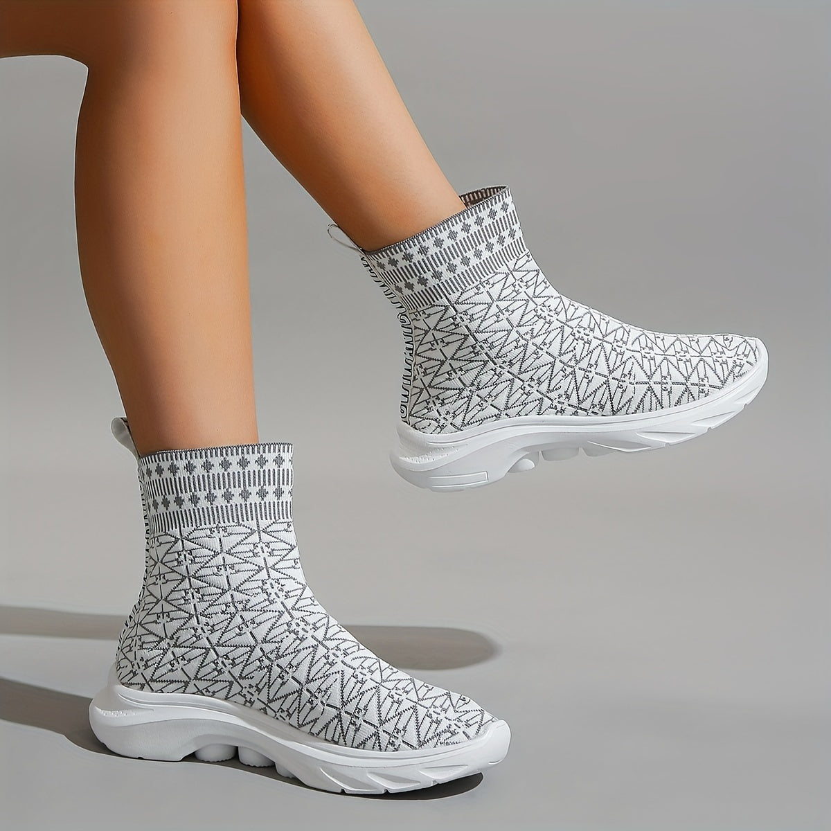 Women's High Top Sock Boots Slip On Ankle Boots