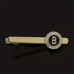 Men's Rhinestone Initial Letter Tie Clip Wedding Business Necktie Accessory
