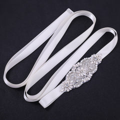 Rhinestone Waistband Satin Ribbon Belt Waist Chain Bridal Wedding Dress