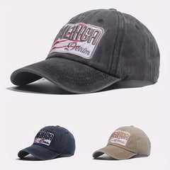 Washed Alphabets Embroidery Baseball Cap Breathable Peaked Cap