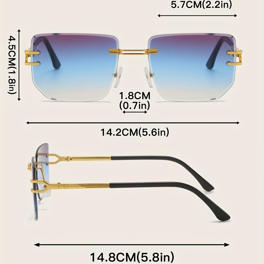 Square Rimless Sunglasses with Marine Lenses
