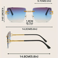 Square Rimless Sunglasses with Marine Lenses