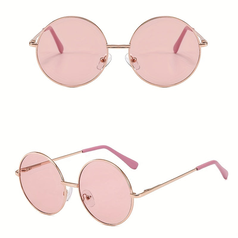 Round Metal Frame Sunglasses Vintage Tinted Lens Glasses UV400