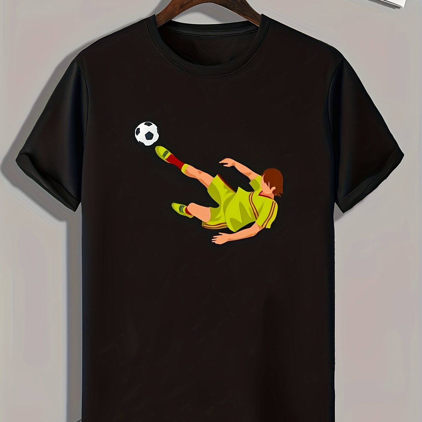 Men's Football Player Print Comfy T-shirt for Outdoor Summer