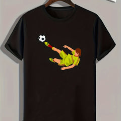 Men's Football Player Print Comfy T-shirt for Outdoor Summer