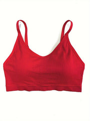 Sports Bra Seamless Ribbed with Removable Pads High Stretch Bra