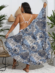 Sexy Cover Up Dress Women's Plus Leopard Print Medium Stretch Wrap