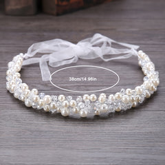 Faux Pearl Beaded Wedding Headpieces For Bride Bridal Headband